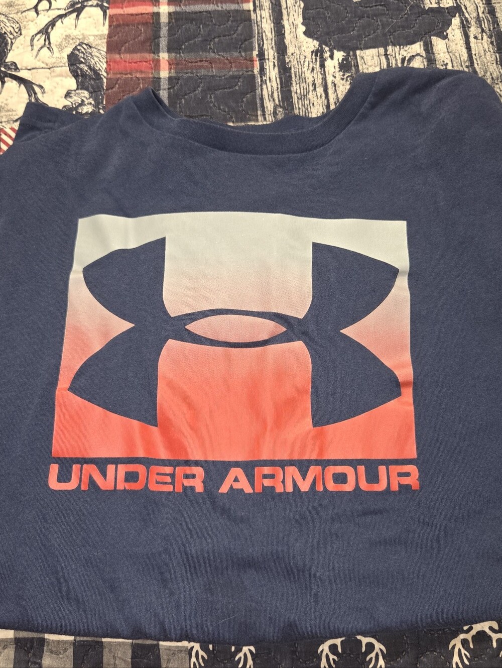 Under Armour Navy Tee with Coral-to-Cream Logo